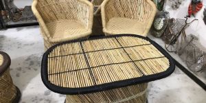 Bamboo Cane Dining Table Set