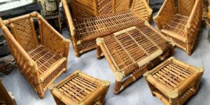 Cane Living Room Sofa Set