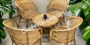 Cane Rattan Chair Table Set