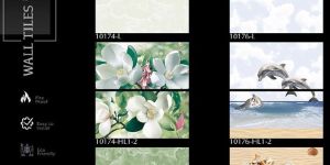 Floral Green Glossy Ceramic Wall Tiles