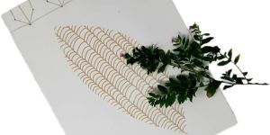 White Cotton Paper Stitch Notebook Gold Leaf A4 Journal