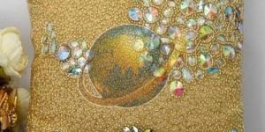 Stylish Beige Embroidered Cushion Cover