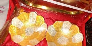 Gold Plated Ice Cream Spoon Bowl Set