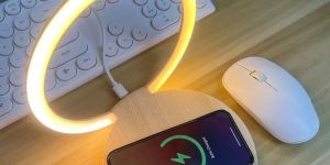 Wooden Wireless Charger with Lamp