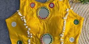 Yellow Navratri Special Rayon Cotton Sleeveless Blouse