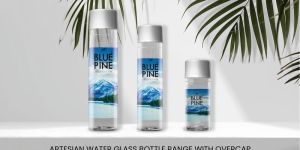 bluepine aluminum cap 300 ml premium glass water bottles