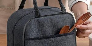 Grey Insulated Lunch Box Bag