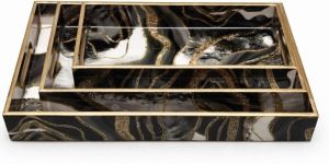 Textured Finish Wooden Rectangular Tray Set