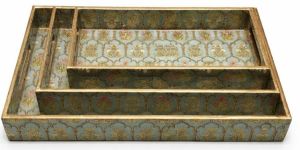 Traditional Jharoka Design Rectangular Wooden Serving Tray Set