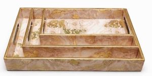 Urban Style Rectangular Wooden Serving Tray Set