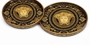 Golden Versace Round MDF Serving Tray Set