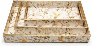 Wooden Rectangular Food Serving Tray Set