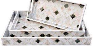 Wooden Rectangular Tray Set