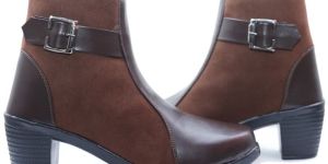 Ladies Contrast Brown Heel Shoes