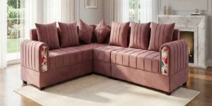 Soft Blush Fabric Corner Sofa Set