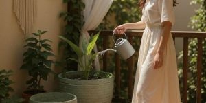 round tapered concrete garden pot