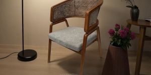 wooden rattan chair