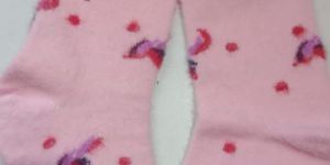 Light Pink Printed Ankle Length Ladies Socks
