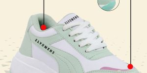 Green and White Anti Skid Ladies Sport Shoes