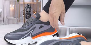Mens Grey and Orange Lightweight Sports Shoes