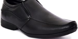 Polished Black Leather Slip On Shoes