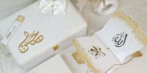Classic White Quran Hamper with Rehal - Premium Velvet