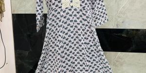 Floral Printed Cotton Anarkali Kurti