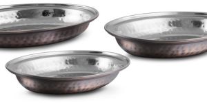 antique copper single wall hammer 300 ml oval dish