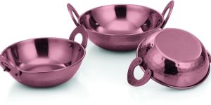 500 ml stainless steel emboss handles double wall rose gold pvd karahi