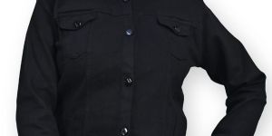 Ladies Black Casual Wear Denim Jacket