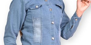 Light Blue Solid Denim Jacket