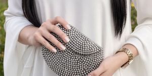 elite handcrafted crystal studded evening clutch