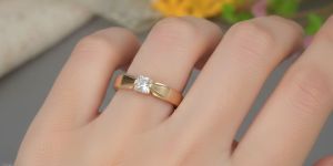 Gold-Tone Square-Cut Stone Ring