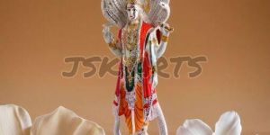 Embrace Peace & Protection with Silver Plated Lord Vishnu Narayana Idol
