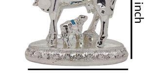 Silver Plated Cow and Calf Statue