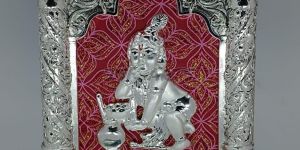 Silver Plated Laddu Gopal Photo Frame