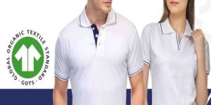 Cotton Scott International White With Blue Tip Polo T-Shirt Set