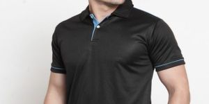Mens Black with Sky Blue Scott Dry Fit Polo T-Shirt