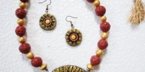 Hand Made Terracotta Jewellery Round Necklace Set
