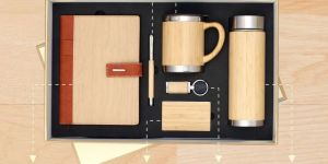 6 In 1 Wood Brown Customized Corporate Gift Set