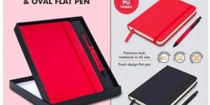 Classic A5 Hard Cover Notebook with Oval Flat Pen