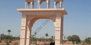 Natural Sandstone Entry Gate with Traditional Carving