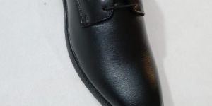 Mens Plain Black Leather Derby Formal Shoes