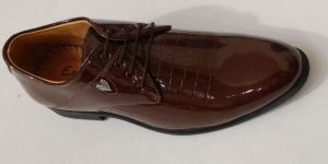 Mens Shining Brown Leahter Derby Formal Shoes