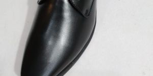 Plain Black Mens Leather Formal Shoes