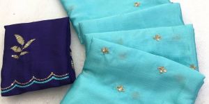 Thread Cut Pipe Work Saree