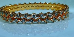 14kt Party Wear Gold Plated Diamond Bangle