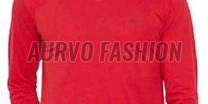 Polyester Red V Neck T Shirt