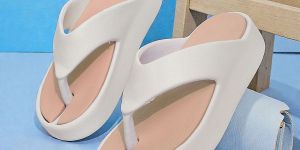 Ladies White Peach EVA Flip Flop Slippers