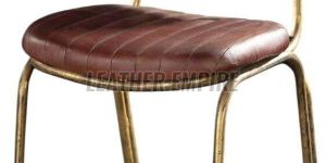 Modern Metal Frame Faux Leather Open Back Dining Chair